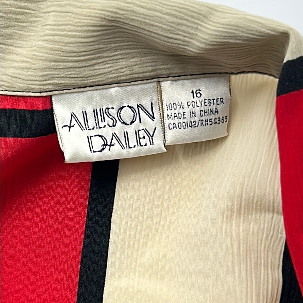Allison Daley Vintage Button Down Shirt 16 Collared Abstract Ribbed Short Sleeve - Picture 2 of 16